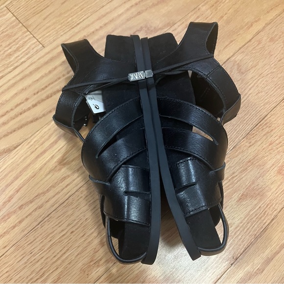 Zara Black Leather Fisherman Sandals - Picture 4 of 8